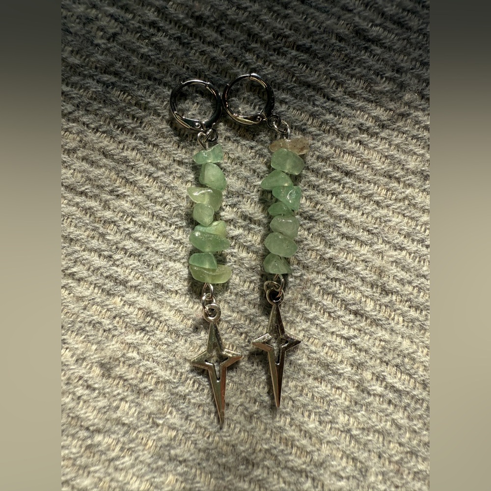 Green Stone Dangle Earrings
